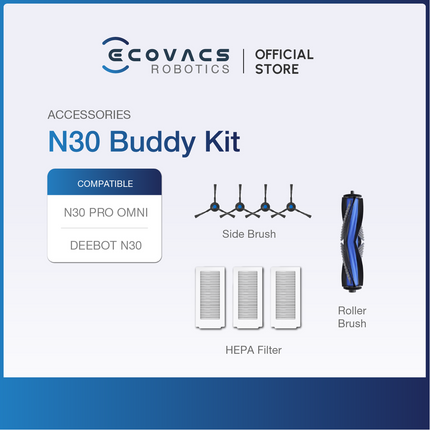 ECOVACS Deebot N30/N30 PRO OMNI Series - Accessories Kit, Mop Pads, Solid Floor Cleaner & Dustbag