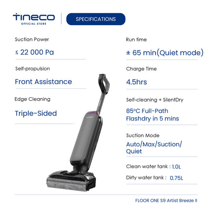 Tineco Floor One S9 Artist Breeze II Smart Wet Dry Vacuum Cleaner