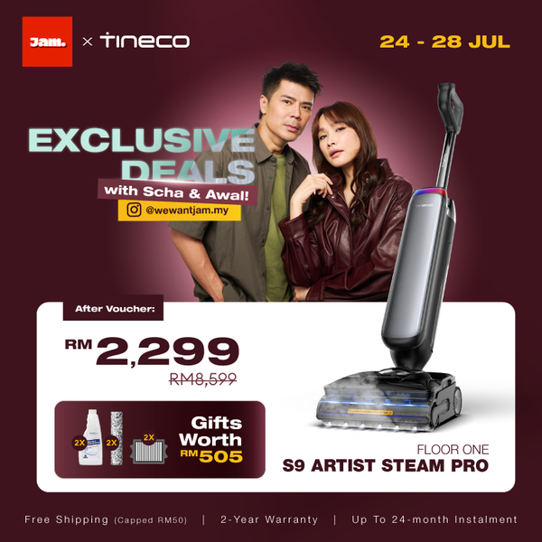 【Scha & Awal Exclusive 24 - 28 Jul】Tineco Floor One S9 Artist Steam Pro Smart Wet & Dry Vacuum Cleaner (Grey)