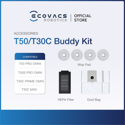 Ecovacs Deebot T50/T50S Pro Omni - Accessories Kit, Mop Pads & Dustbag